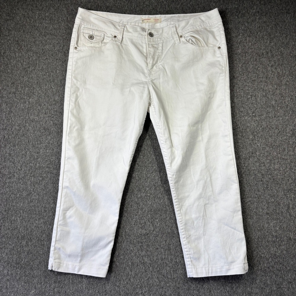 Y2K No Boundaries Juniors White Denim Capri Pants Cropped Jeans Size 17 Stretch